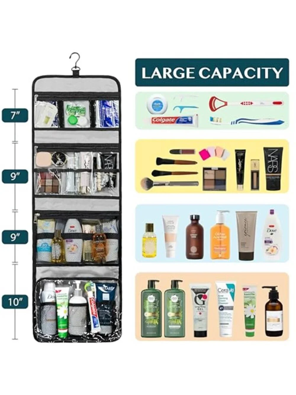 Large Hanging Toiletry Bag Travel Waterproof Cosmetic Makeup Organizer Case Kit